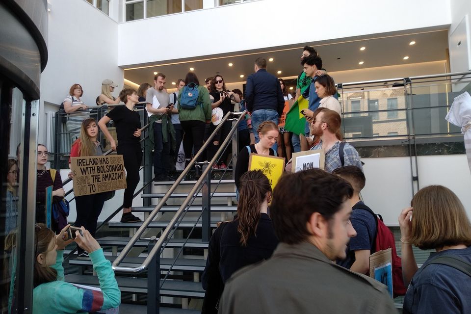 Protesters occupy the Brazilian Embassy in Dublin