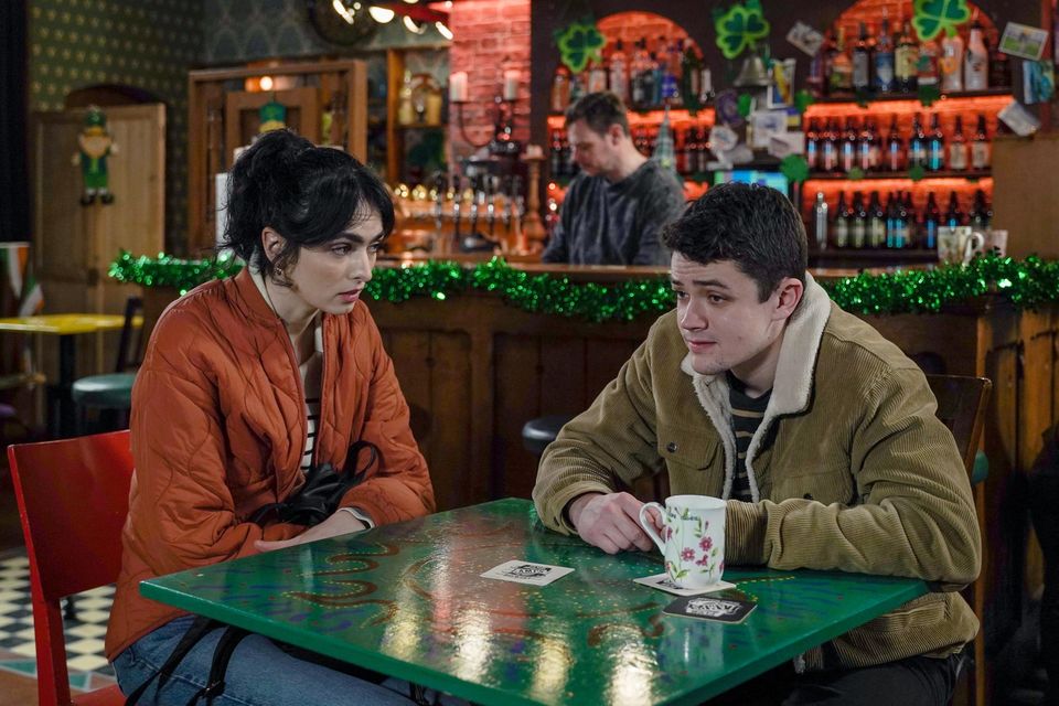 “Soap is a very specific beast. The pace of work is very quick." Maria Oxley Boardman as Dearbhla in Fair City with Stephen O’Leary, who plays Zak