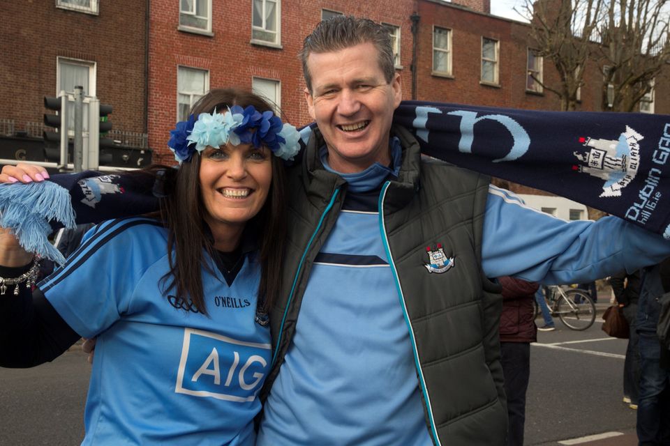 Karen and Paul Buckley, Kill, at the Dublin V Kerry match at Croke Park in Dublin. Pictures: Arthur Carron