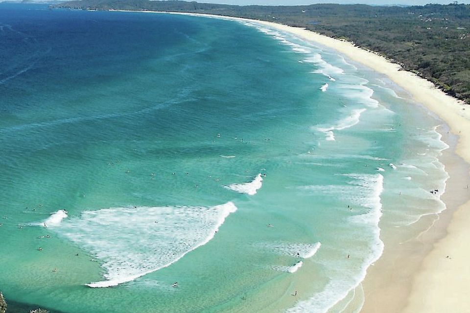 An aerial view of Byron Bay where an Irish man went missing