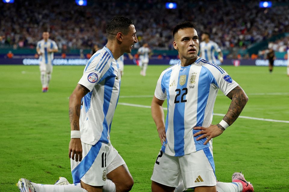 Lautaro Martinez double helps Messi-less Argentina past Peru to top Group A  in Copa America | Irish Independent