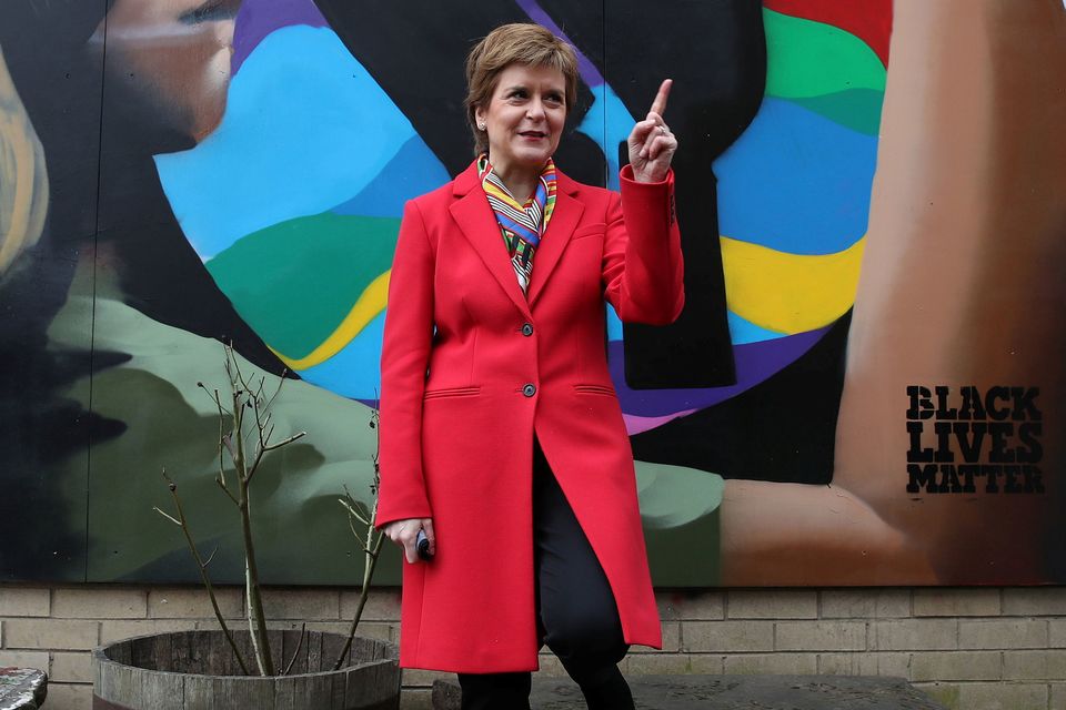 Scotland's First Minister and leader of the Scottish National Party Nicola Sturgeon campaigns in Glasgow. Photo: Reuters