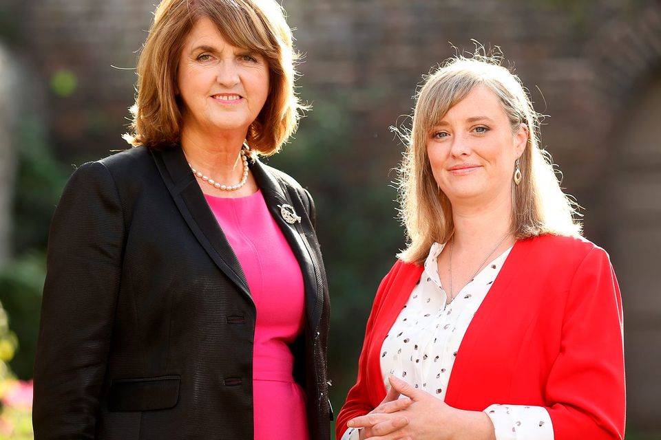 Tainaiste Joan Burton and Mairia Cahill pictured for news.  Picture;  GERRY MOONEY.  1/10/15