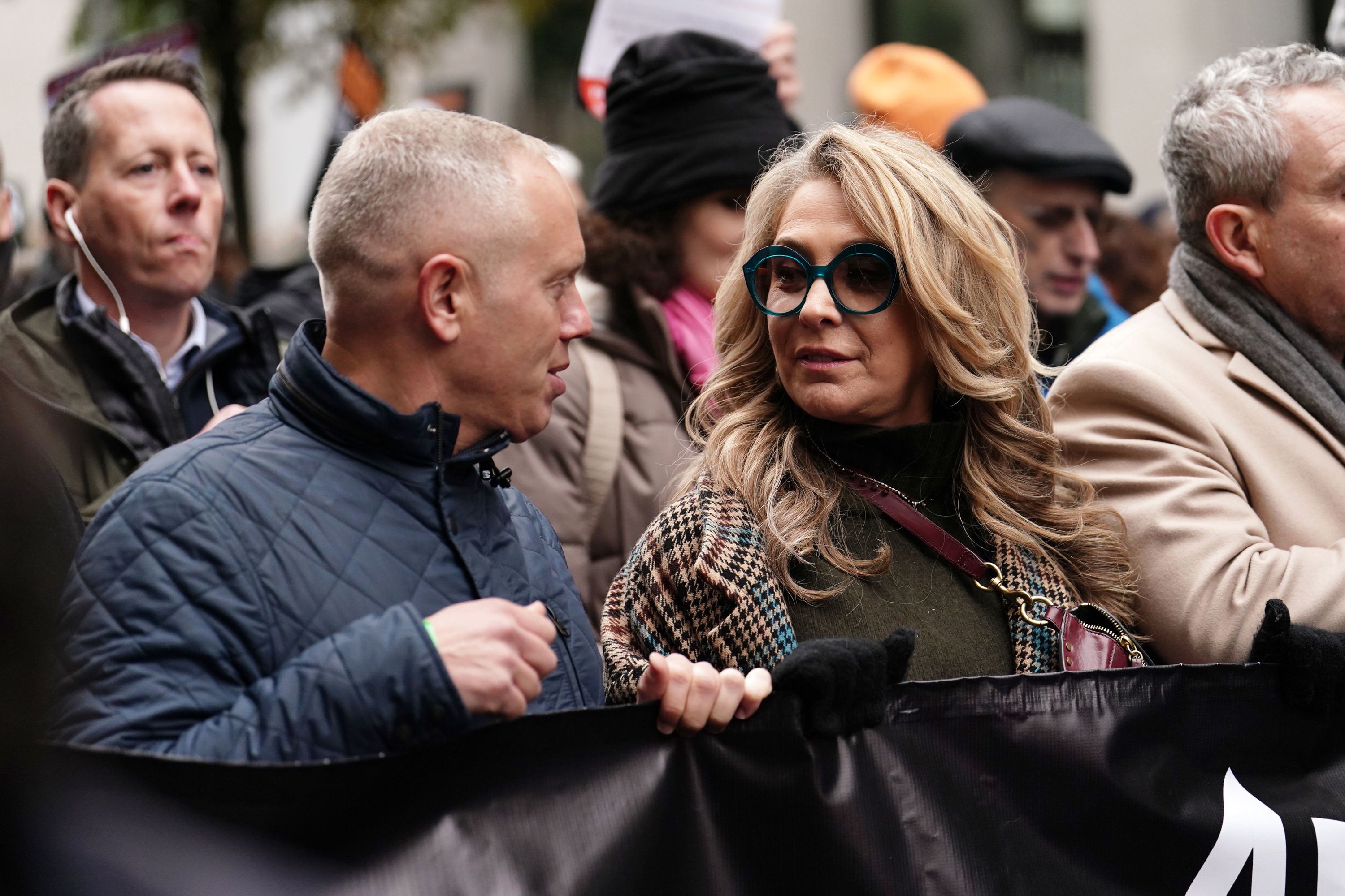 Rachel Riley, Tracy-Ann Oberman and Eddie Marsan speak at antisemitism march