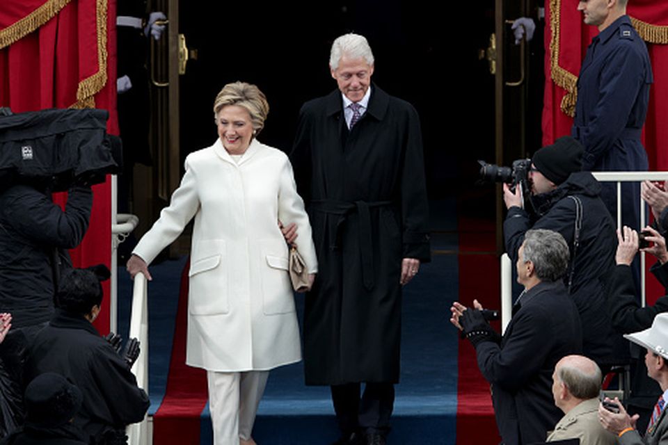 Former President Bill Clinton and former Democratic presidential nominee Hillary Clinton arrive on the West Front of the U.S. Capitol on January 20, 2017 in Washington, DC. In today's inauguration ceremony Donald J. Trump becomes the 45th president of the United States.  (Photo by Alex Wong/Getty Images)
