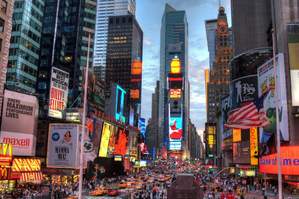 Times Square in New York: ‘after 30 minutes in Manhattan, I decided I was staying’