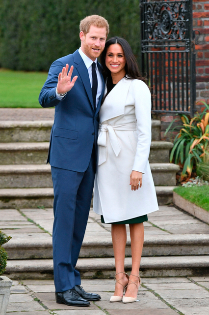 Meghan Markle and Prince Harry after the announcement of their engagement last November