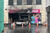 thumbnail: A car hit the front of the building on Tullow Street at around 2.30am (Photo: @CarlowWeather)