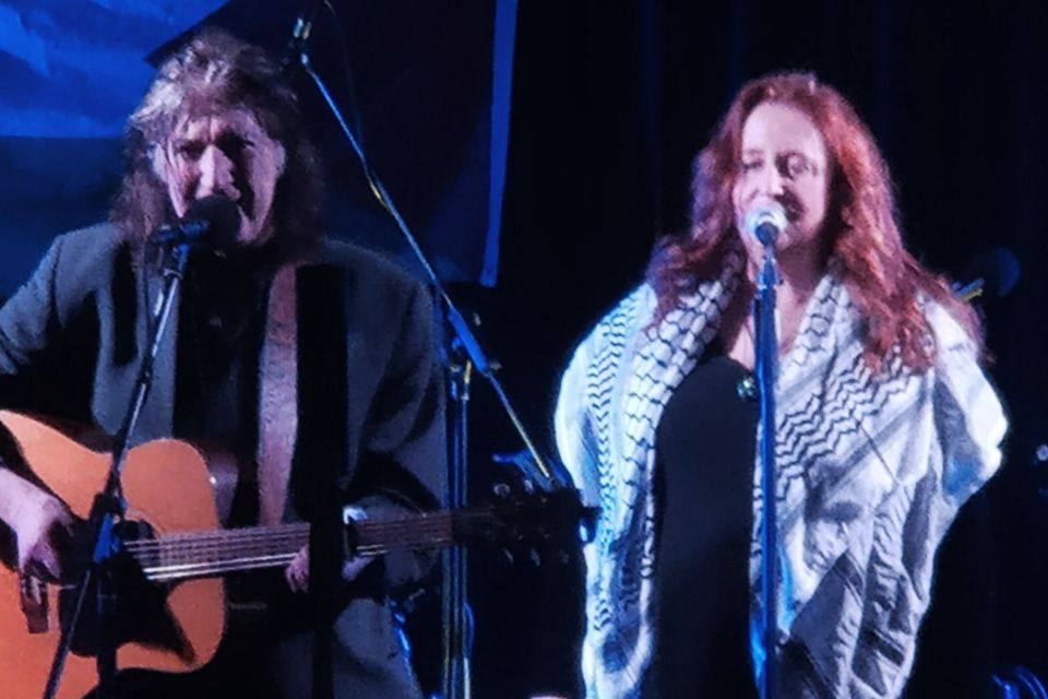 Leo O’Kelly and Mary Coughlan performing at the Oíche don Gaza: Palestine Fundraiser Concert organised by Ireland Palestine Solidarity Campaign (IPSC) and Irish Artists For Palestine in the Ashdown Park Hotel, Gorey.