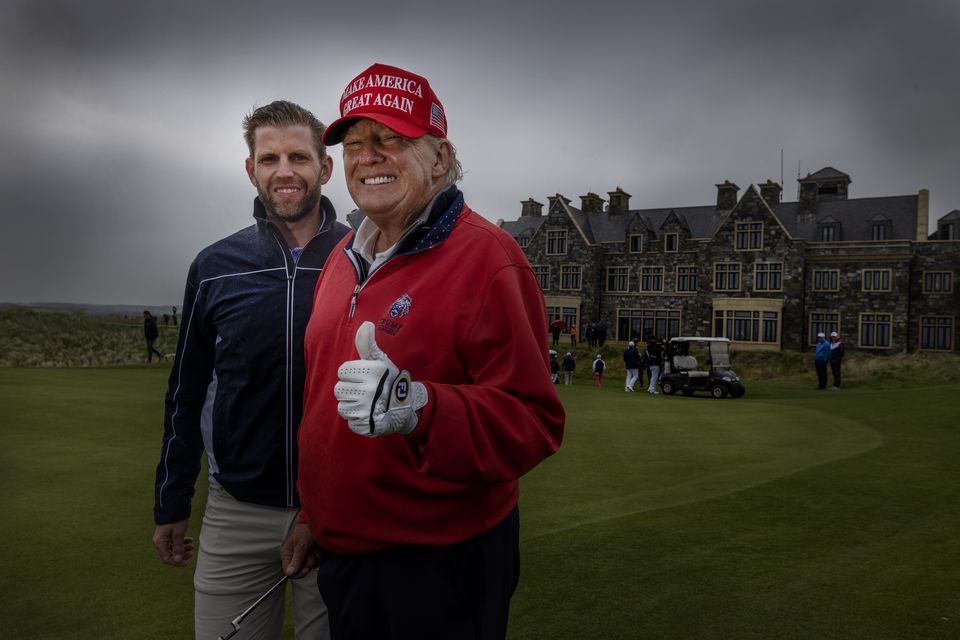 Donald Trump with his son Eric at his Doonbeg resort. Photo: David Conachy