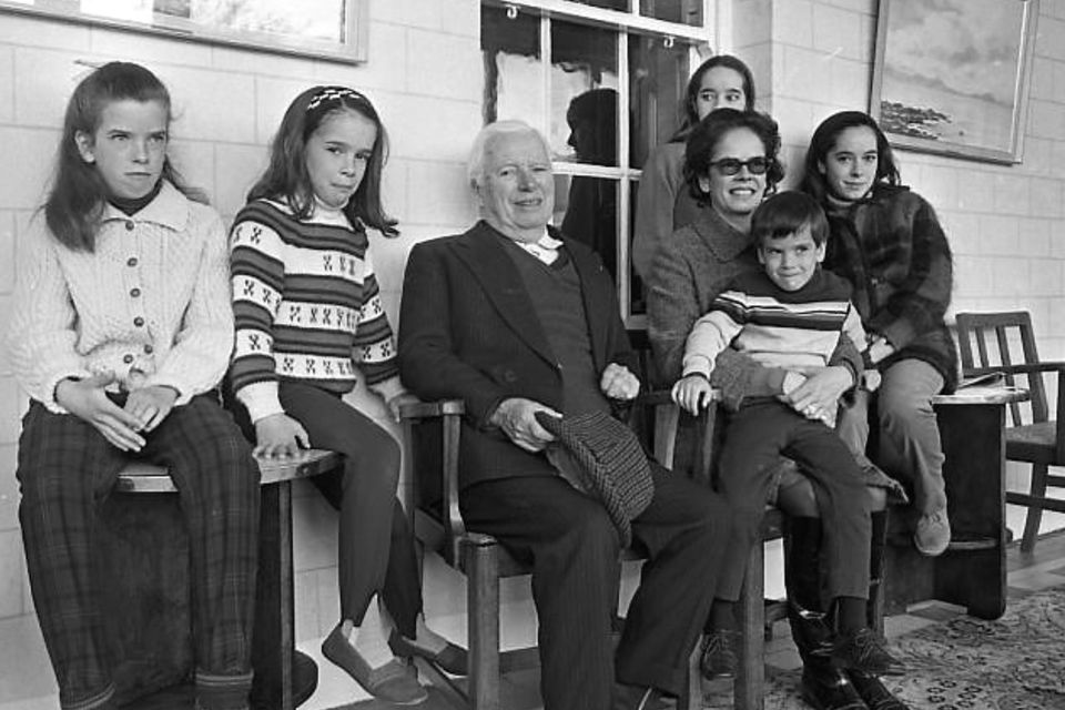 Charlie Chaplin and his family on holiday in 1968