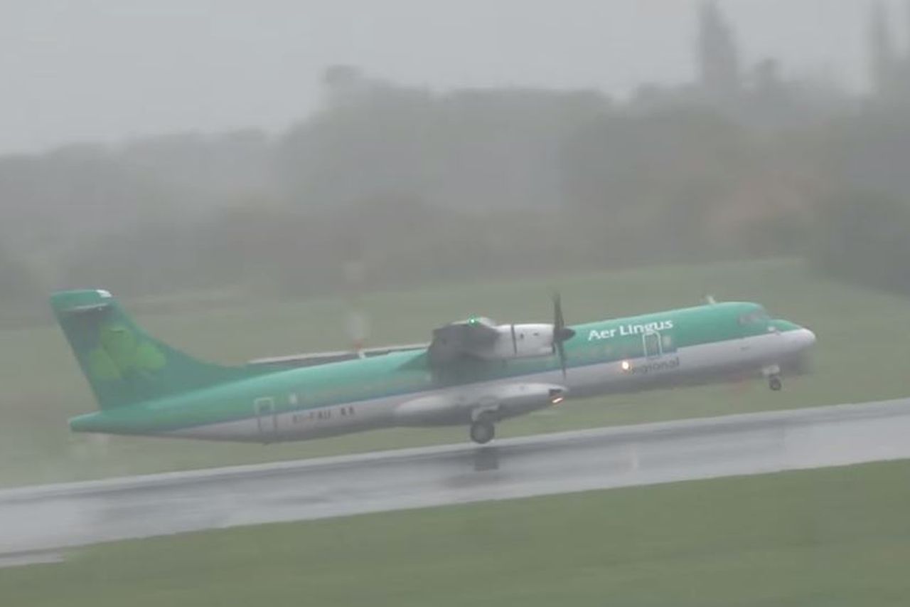 VIDEO Moment Aer Lingus plane aborts landing seconds after wheels