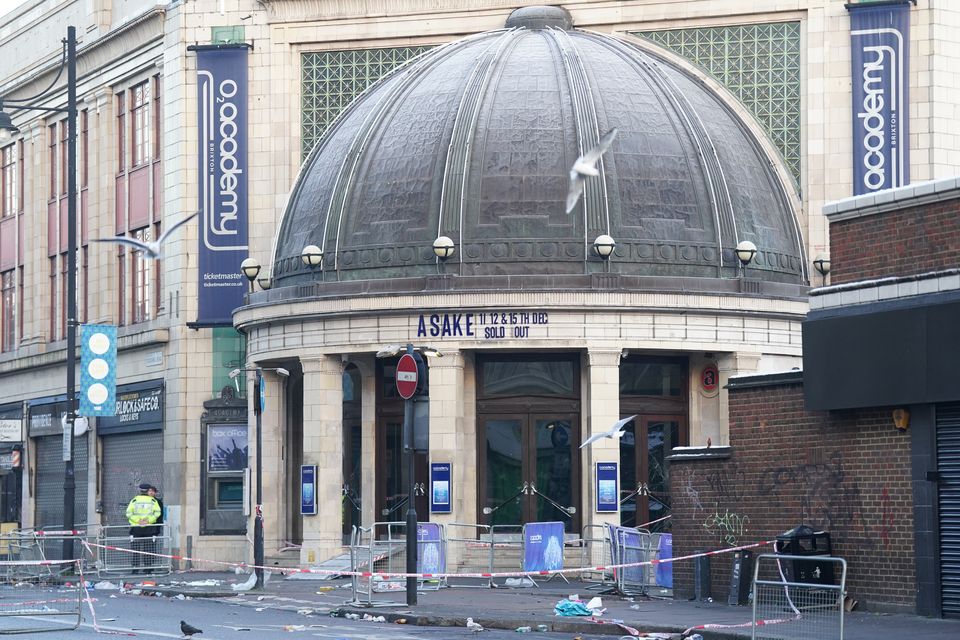 The scene outside the venue on the morning after the crush (Kirsty O’Connor/PA)
