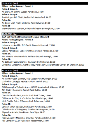 Cork GAA on X: The fixtures for the Allianz Leagues 2023 have been  confirmed today following the release of the GAA Master Plan for 2023.   #SportsDirectIreland #BorntoPlay   / X