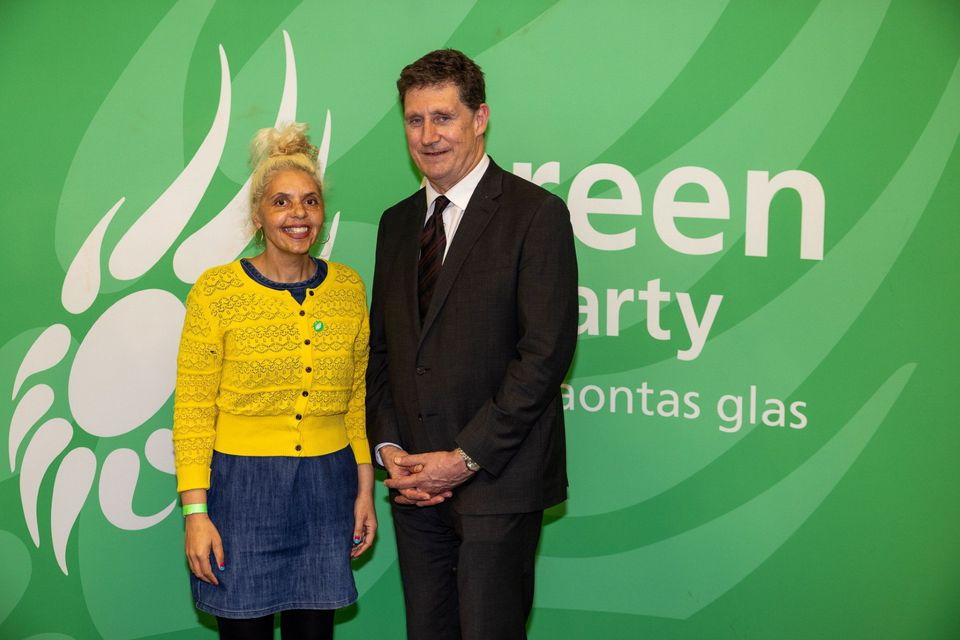 Mia Fahey McCarthy with Green Party Leader Eamon Ryan at the convention held in the RDS.