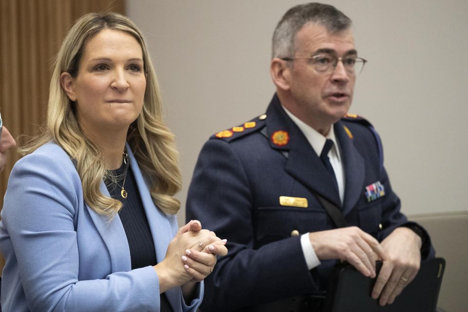 Justice Minister Helen McEntee and Garda Commissioner Drew Harris, neither of whom will attend the conference. Photo: Collins