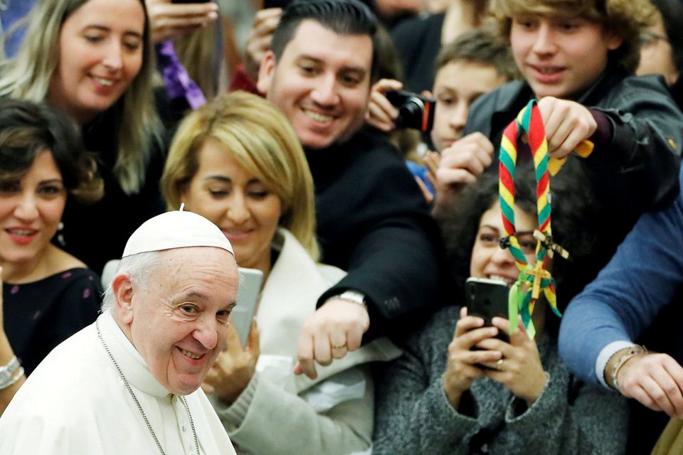 U-turn: Pope Francis greets people during the weekly general audience at the Vatican. Photo: REUTERS/Remo Casilli