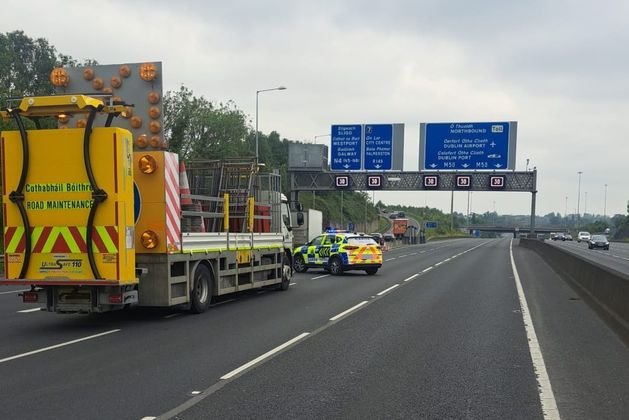 Motorcyclist (40s) dies in M50 crash with lorry; road reopens but gardaí warn of severe traffic delays