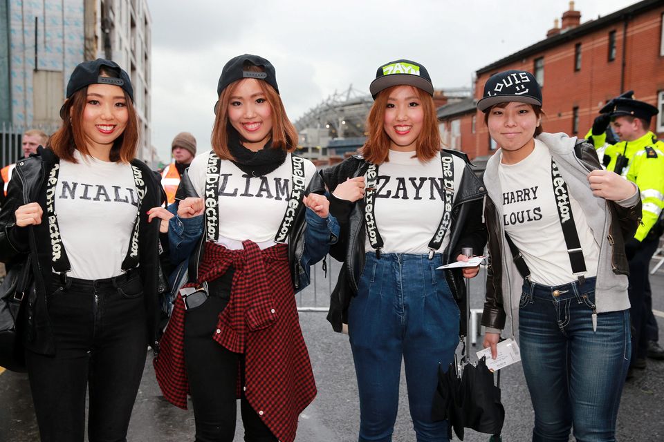 Japanese One Direction fans Megu, Nodoka, Suzuka and Azusa on their way to see the band at Croke Park, Dublin. Picture:Arthur Carron