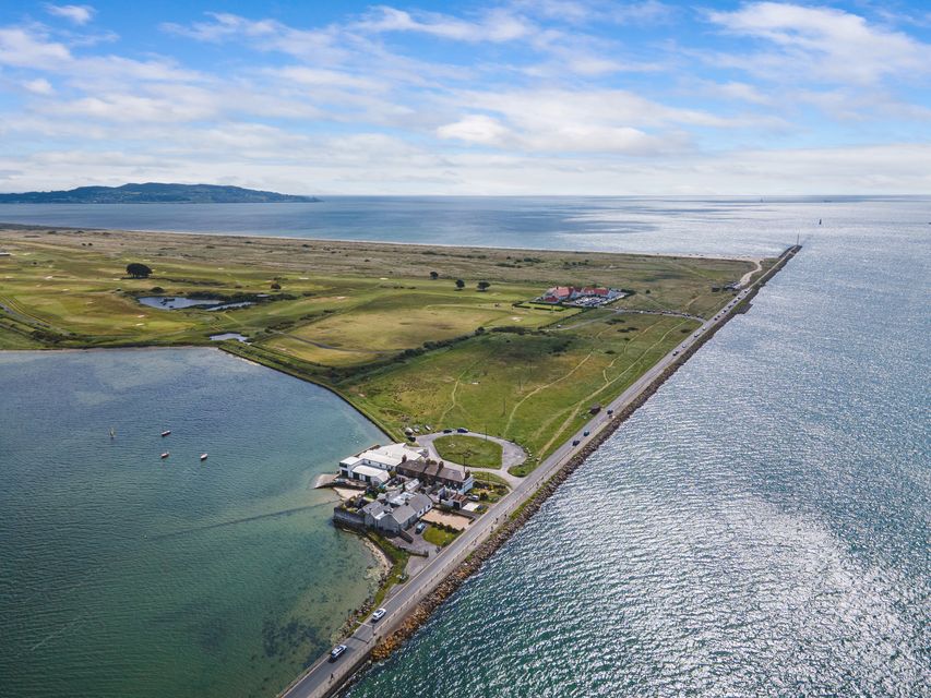 An aerial view of the other side of the island