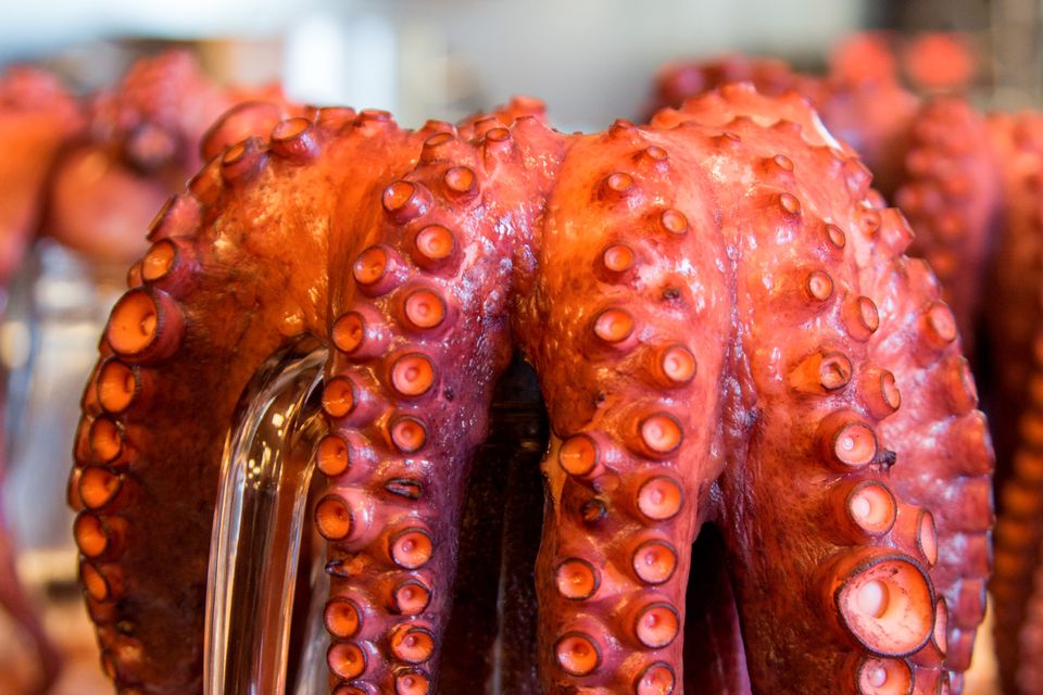 Pulpo served in a restaurant