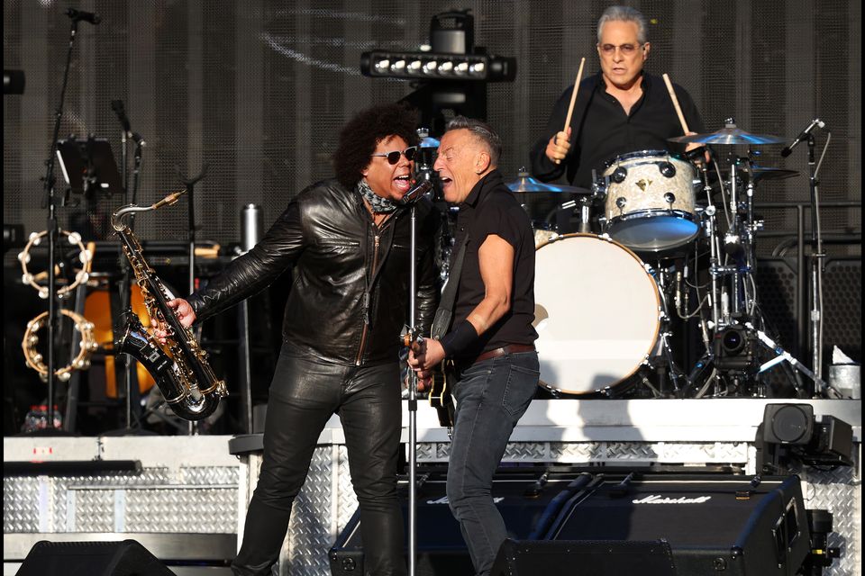 Bruce Springsteen and the E Street Band on stage. Photo: Steve Humphreys.