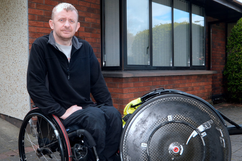 Paralympian John McCarthy outside his home in Lucan
