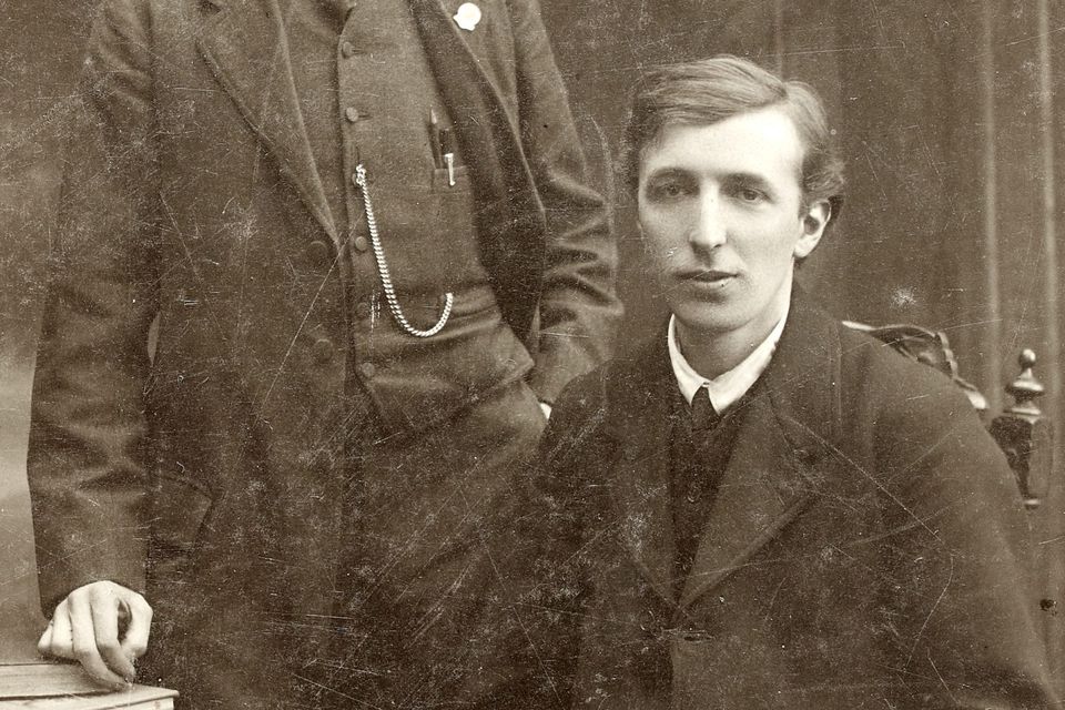 Bulmer Hobson (seated) with Padraig Ó Riain. Photograph courtesy of the National Library of Ireland