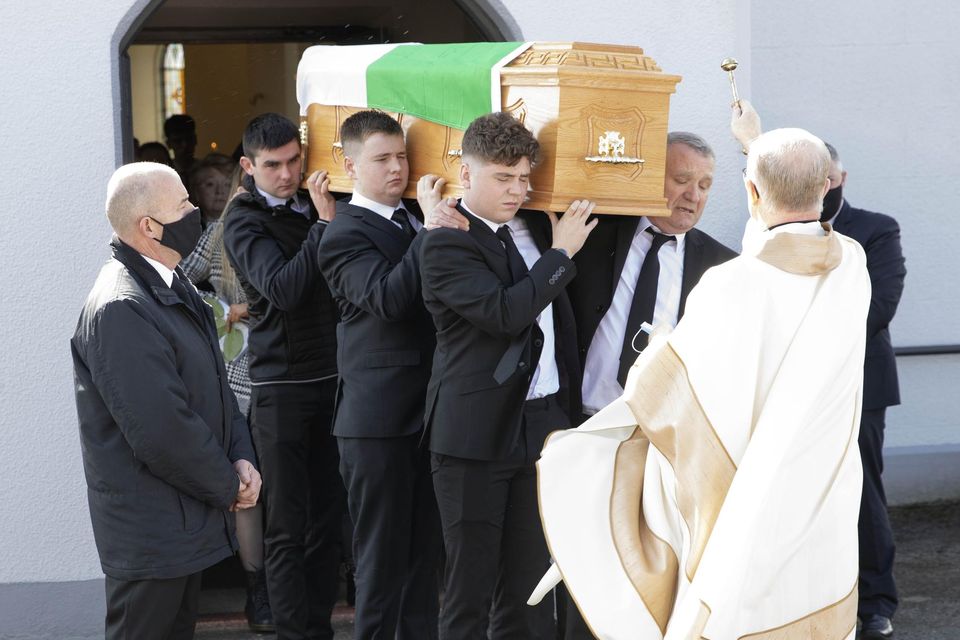 The coffin of Red Óg Murphy is carried from the church. Pic: Carl Brennan.