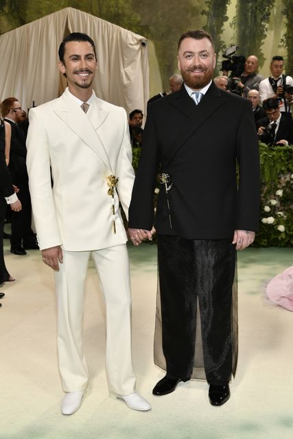 Christian Cowan, left, and Sam Smith attend The Metropolitan Museum of Art’s Costume Institute benefit gala (Evan Agostini/Invision/AP)