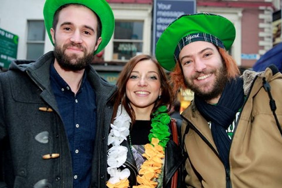 Clem Negre, Marion Grelliel and Matthias Mailhe, France, enjoying the St Patrick's Festival in Dublin