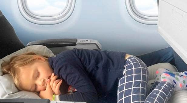 Fly LegsUp can allow young children to sleep in a flat position Credit: Fly LegsUp