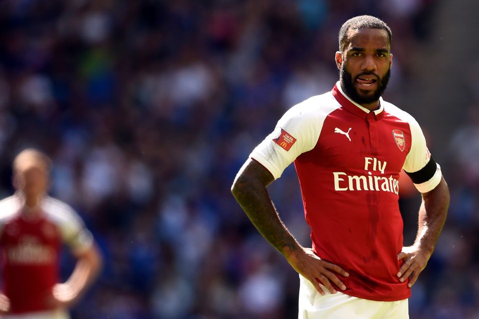 Arsenal's club record signing Alexandre Lacazette hit the post against Chelsea