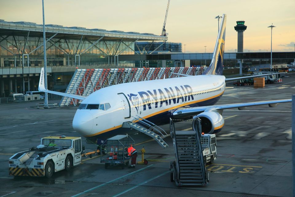 A Ryanair aircraft at Stansted Airport in England. Photo: Getty