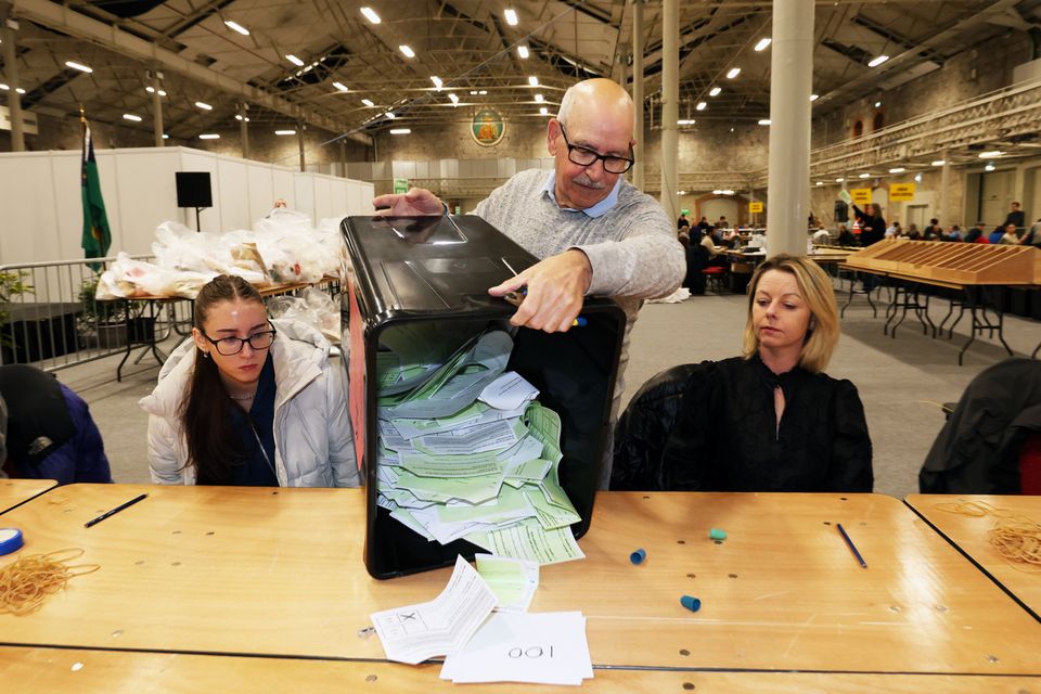 Counting ballots after the family and care referendums. Photo: RollingNews.ie