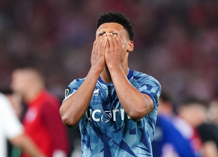 Ollie Watkins shows his dejection after Aston Villa’s European adventure came to an end (Zac Goodwin/PA)