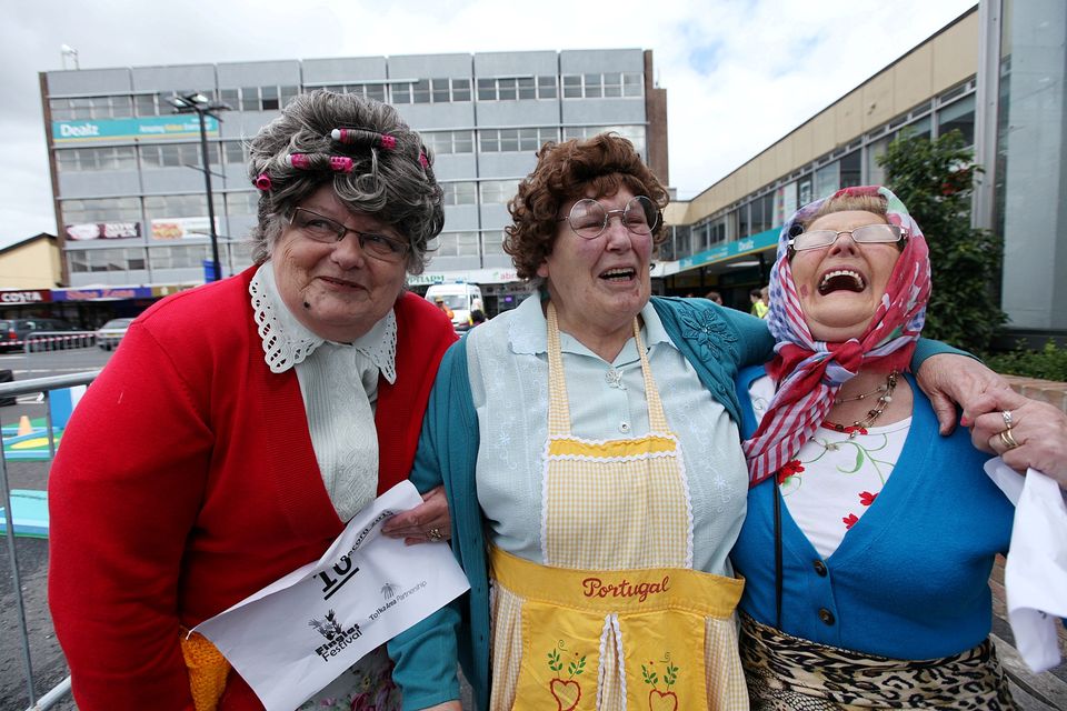 Betty Raffferty, Maureen McCormack and Kay McCovy pictured at Mrs Brown's Boys-themed world record at Finglas Festival Co Dublin