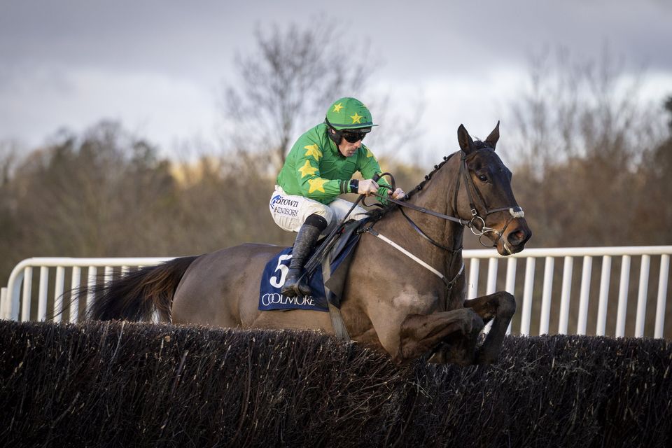 The Gavin Cromwell-trained Only By Night and Seán Flanagan clear the final fence to win at Cork on Sunday. Photo: Patrick McCann/Racing Post