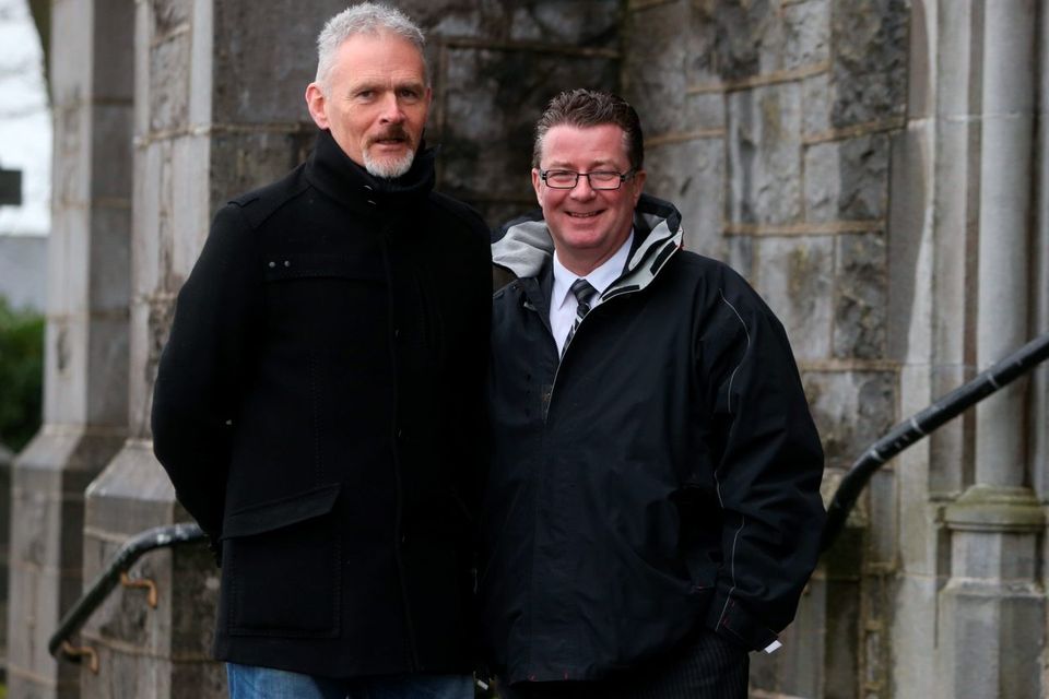 Vincent Hogan, and Cathal Dervan at the funeral of Billy Quinn at St Marys Church, Killenaule, Co. Tipperary