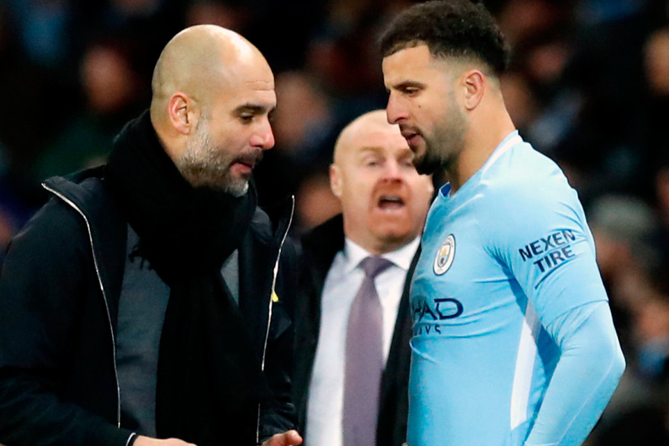 CONFIDENCE: Manchester City manager Pep Guardiola with Kyle Walker. Photo: PA