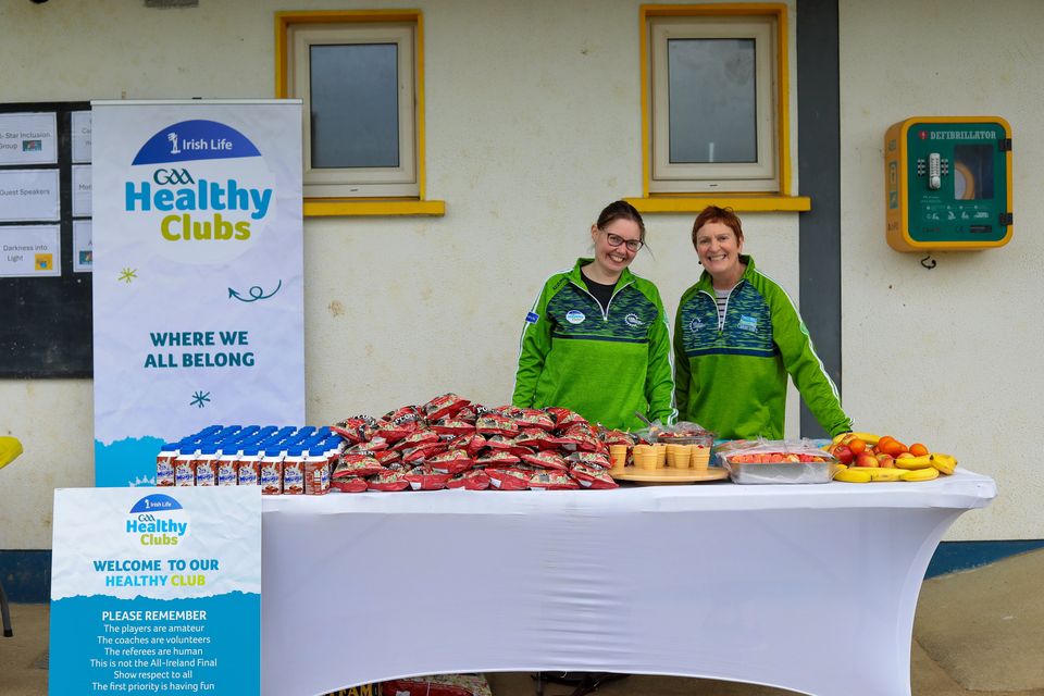 Sheila Kelly and Caroline Young at the Carnew Emmets Healthy Club display on Saturday afternoon. 