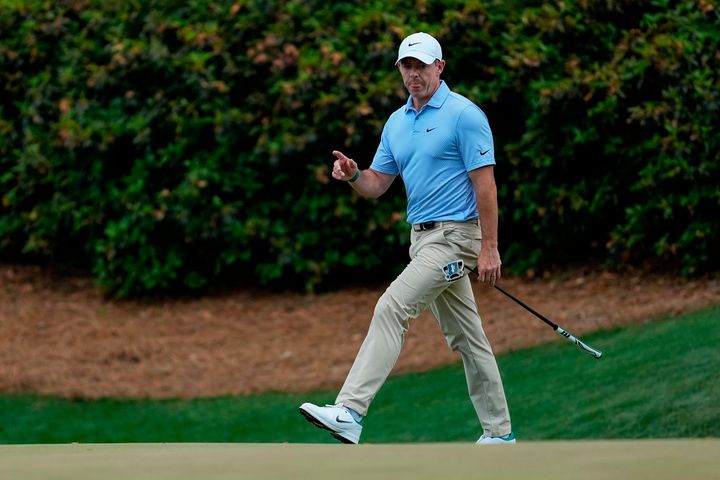 The Masters final round: Rory McIlroy takes two-shot lead into final two holes at Augusta National