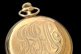 thumbnail: The watch is a 14kt, 17 jewel Waltham pocket watch with JJA engraved on the case