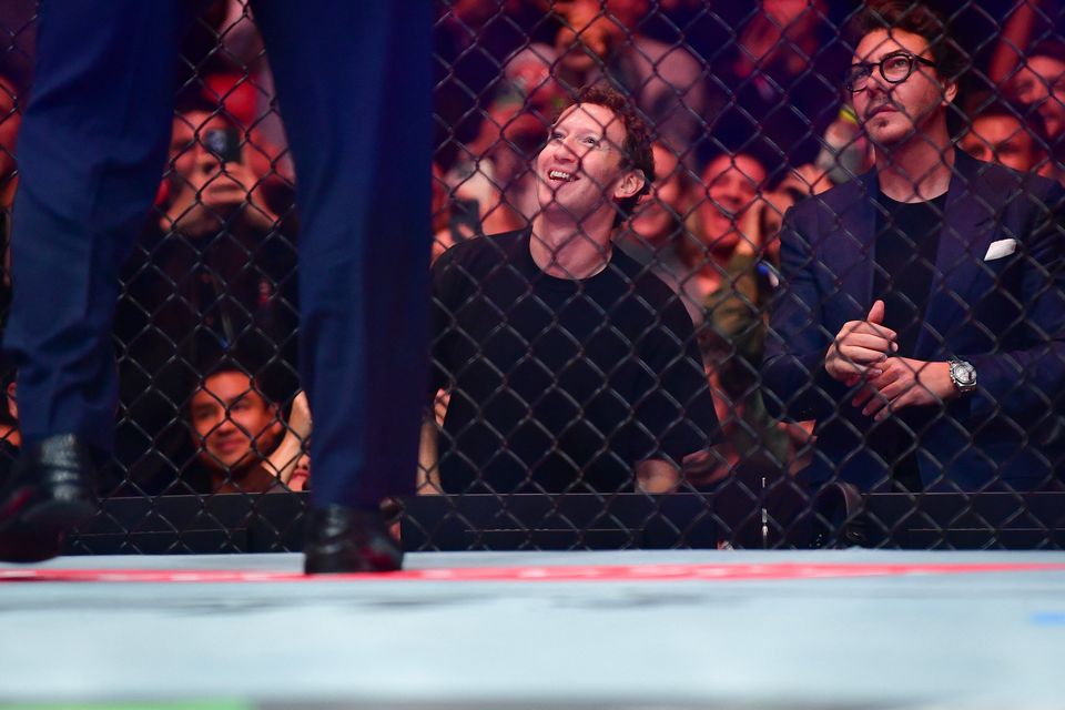 Meta chief executive officer Mark Zuckerberg attends UFC 298 at Honda Center