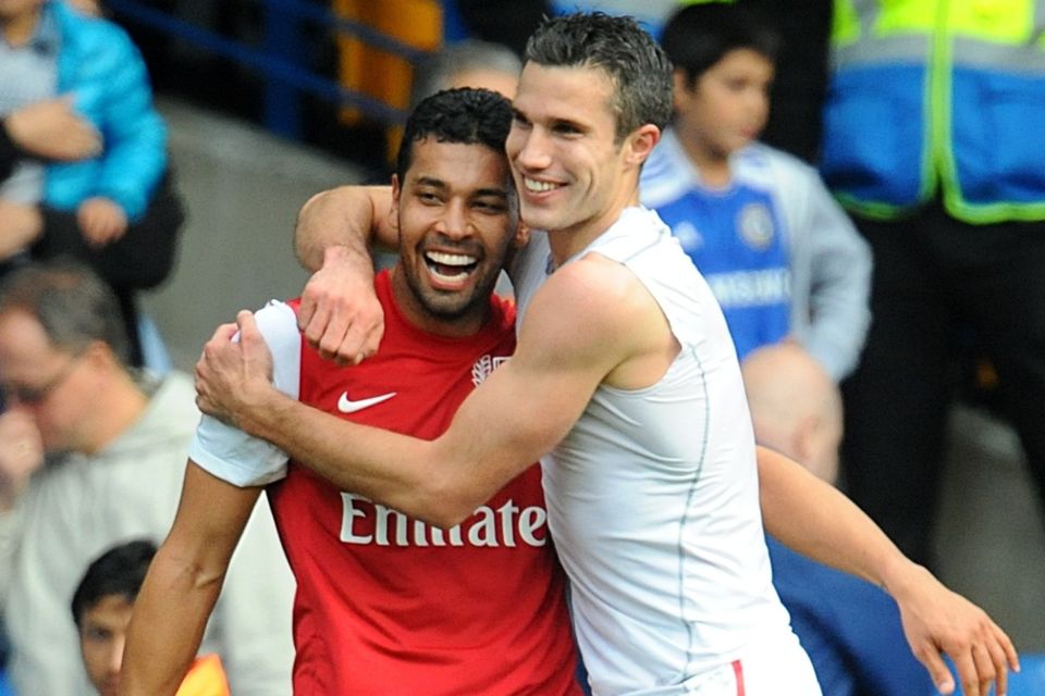 Arsenal's last win at Chelsea came courtesy of Robin van Persie, right, and Andre Santos