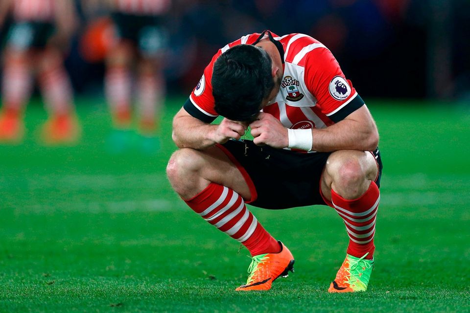 Southampton's Shane Long looks dejected after missing a chance to score