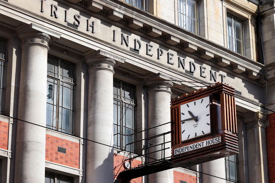 The clock outside the former Irish Independent offices at Independent House on Middle Abbey Street. Photo: Steve Humphreys