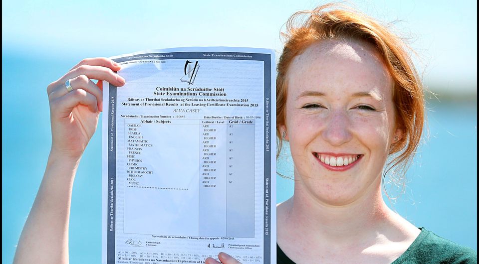 Alva Casey (pictured) who got 625 Points (Eight A1's) in her Leaving certificate along with her twin sister Niamh who got 595 Points (Three A1's, Three A2's, One B1 and One B2) al Loreto Dalkey.
Pic Steve Humphreys