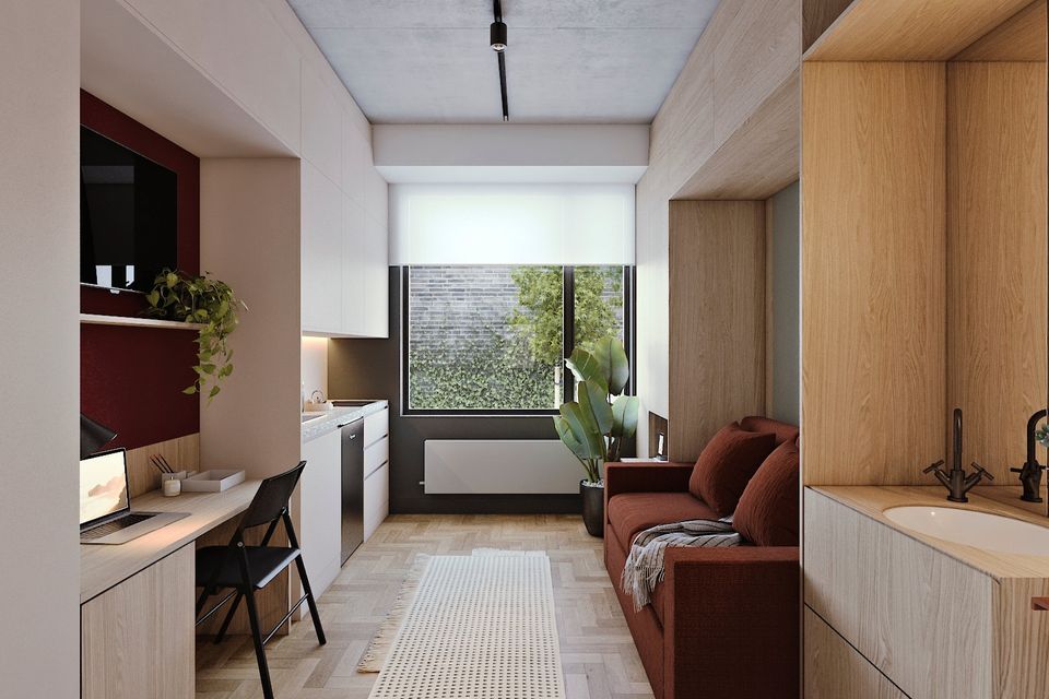 An image of the interior of one of the rooms in the planned Bartra Capital shared co-living 111-bed space proposal for Merrion Rd, Ballsbridge, Dublin.