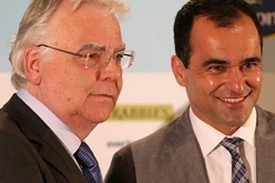 Bill Kenwright, left, has confirmed Everton have enquired about two players